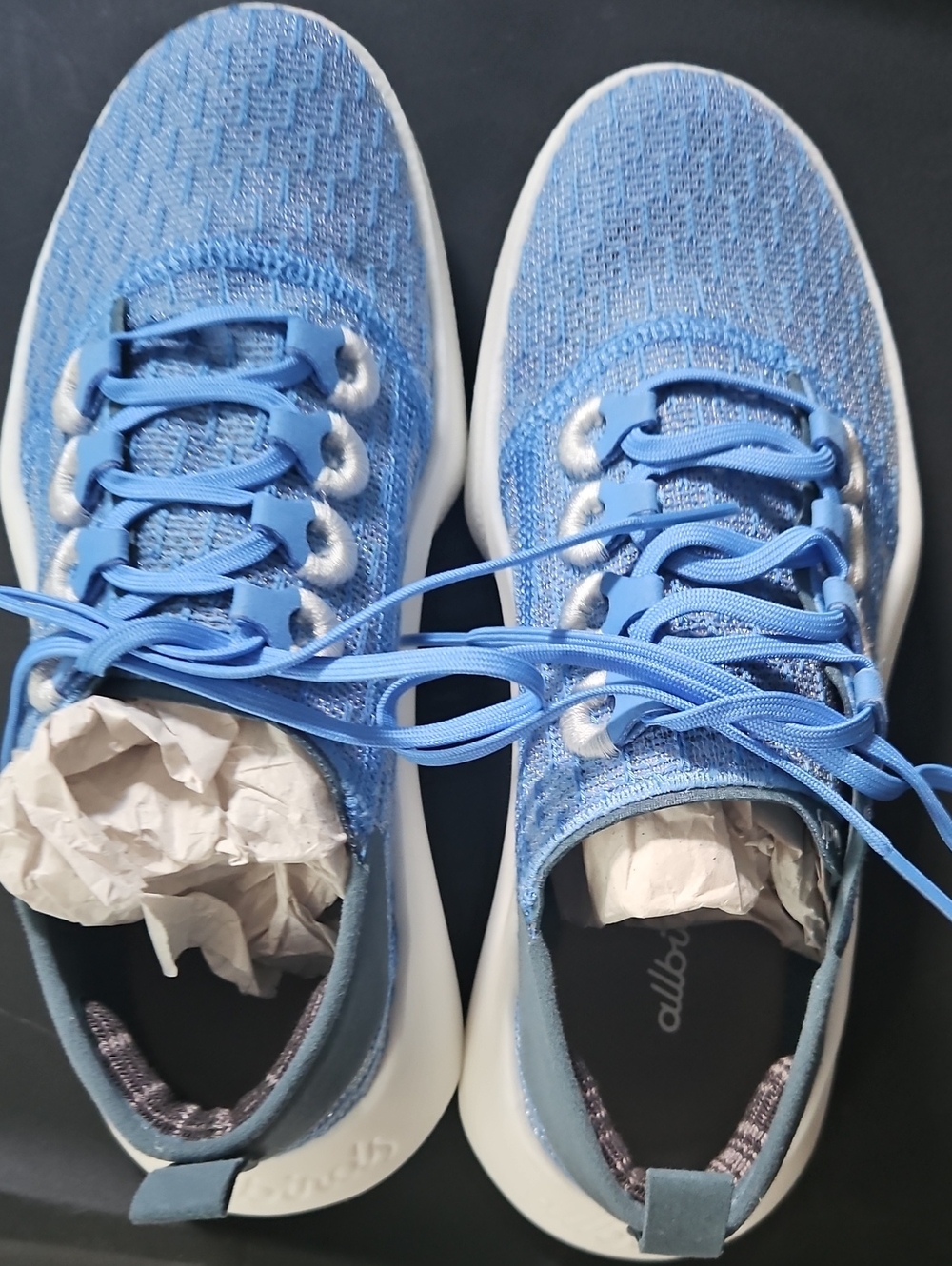 allbirds Blue Knit Tie Sneaker with White Sole